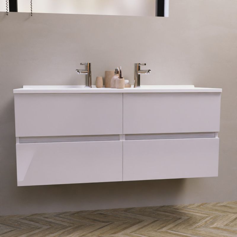 Doppelsp∏lbecken 120 Cm Rosaly - Weiﬂ - Sp∏lbeckenplatte Aus Kunstharz