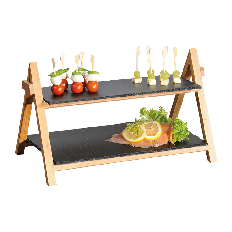 Serviertablett, 2 Ebenen, Schiefer, Kesper