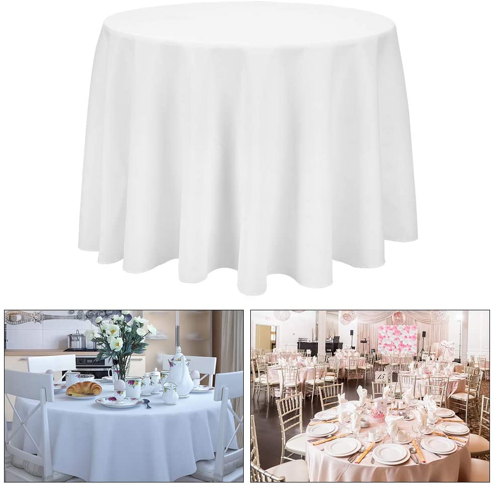 Tischdecke Tischtuch Rund 5er Set Weiß Φ229cm Abwaschbar, Polyester Fleckschutz Tischwäche Für Tisch