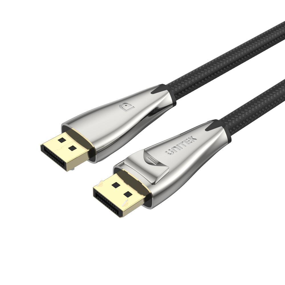 3 Meter Displayport 1.4 Kabel, 8k @ 60 Hz, 4k @ 120 Hz, Full Hd @ 244 Hz, Geflochtenes Nylonkabel, Vergoldete Stecker, 32,4 Gbit Metallsteckergehäuse, Gaming, Heimkino - Unitek