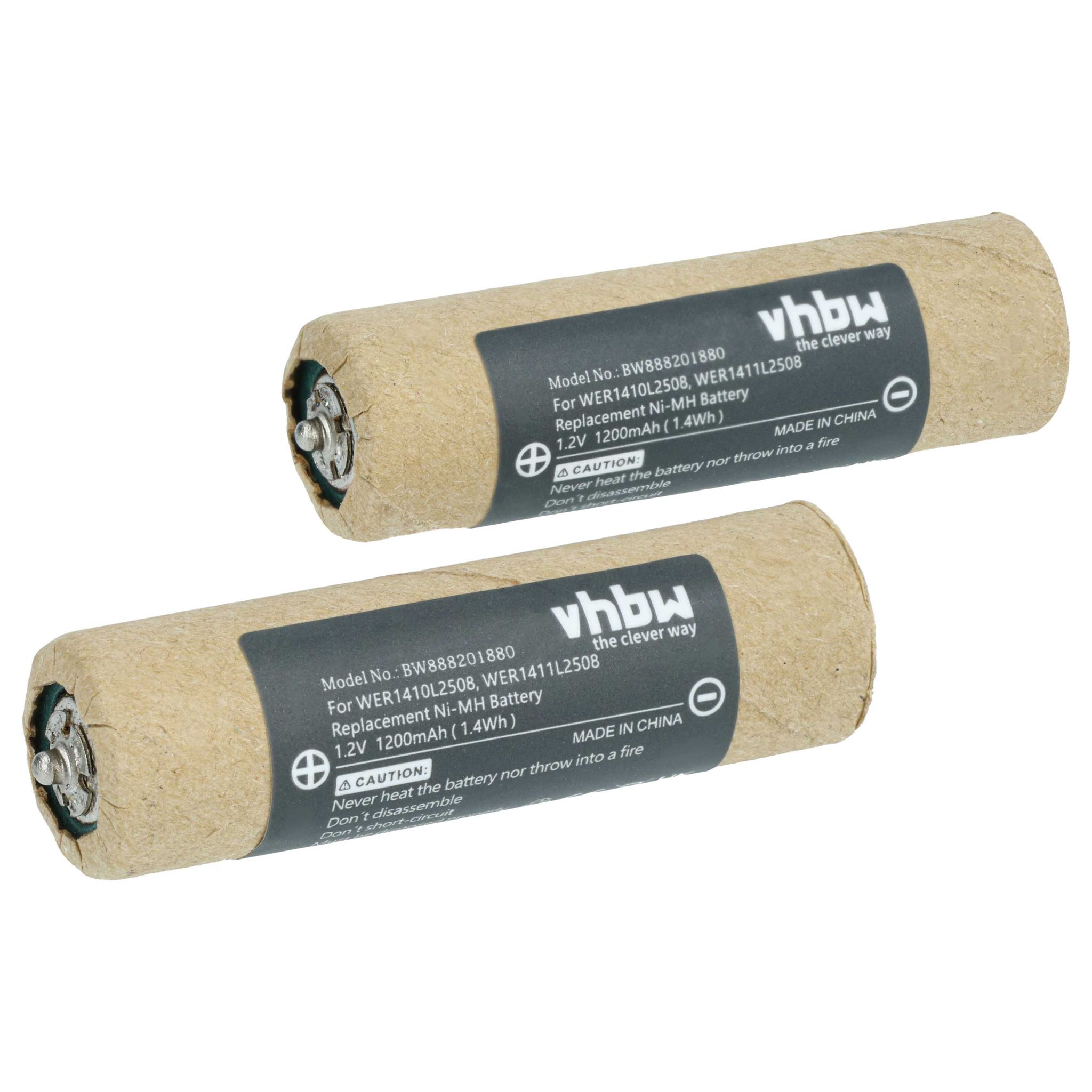 Vhbw 2x Akku Kompatibel Mit Panasonic Er1610, Er1611 Rasierer Haarschneider (1200mah, 1,2v, Nimh)