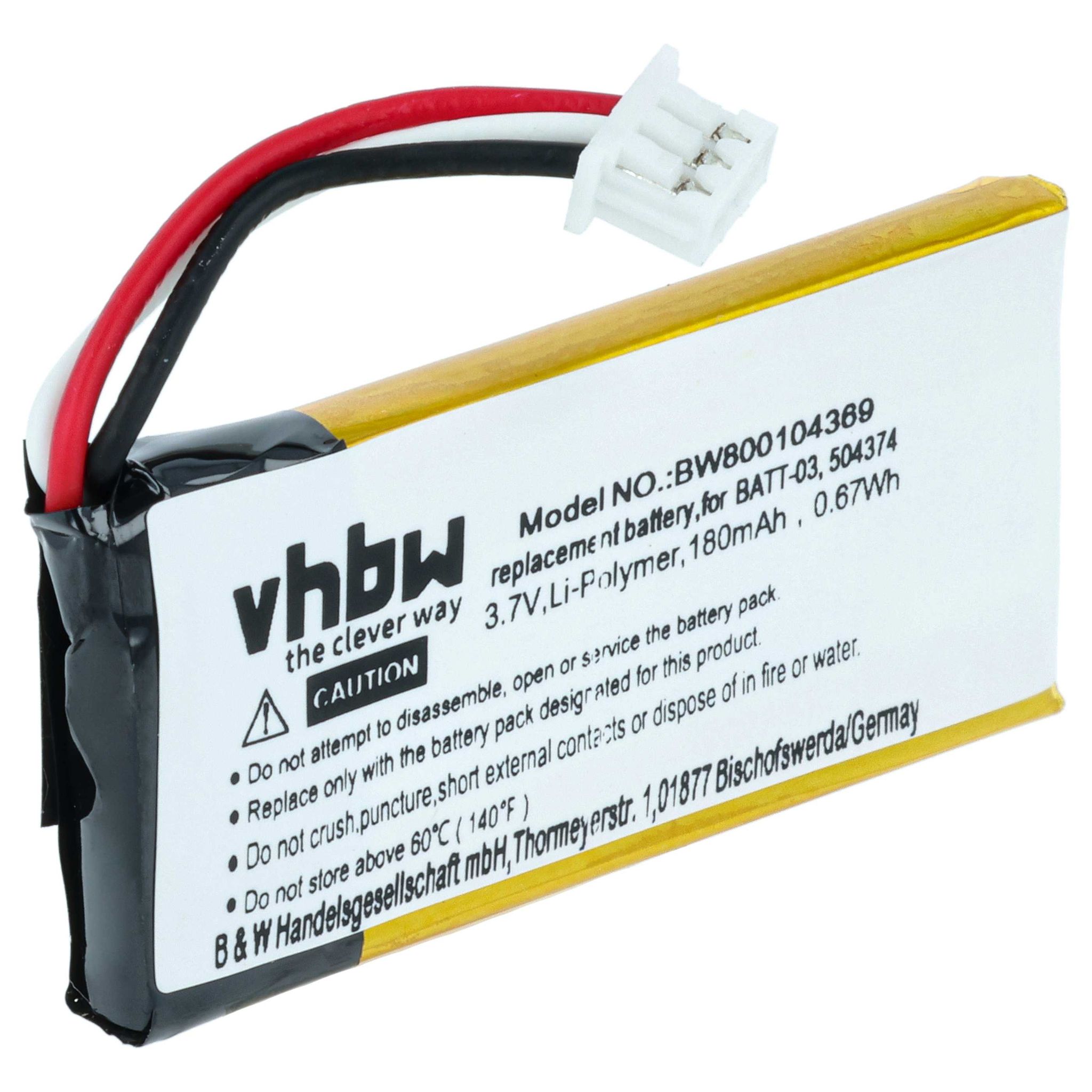 Vhbw - Akku Kompatibel Mit Sennheiser Sd Office Ml, Sd Pro1, Sd Pro1 Ml, Sd Pro2, Sd Pro2 Ml Wireless Headset Kopfhörer (180 Mah, 3,7 V, Li-ion)