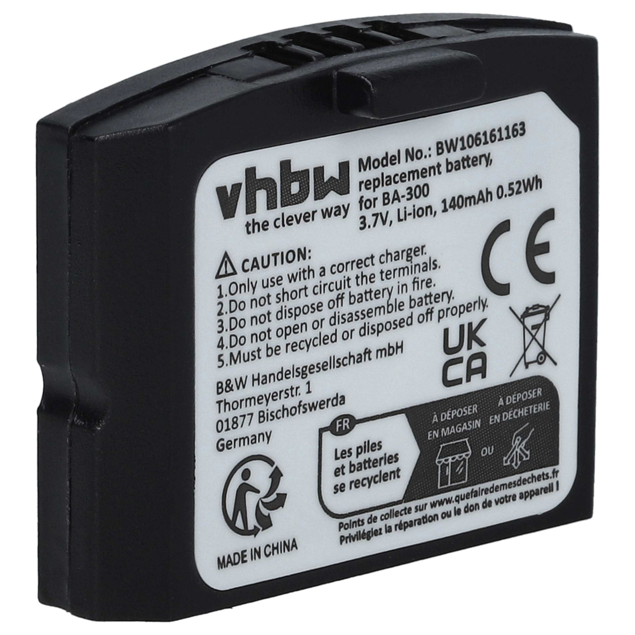 Vhbw - Akku Kompatibel Mit Sennheiser Rr 840 S, Set 840 Tv, Set 900 Wireless Headset Kopfhörer (140 Mah, 3,7 V, Li-polymer)