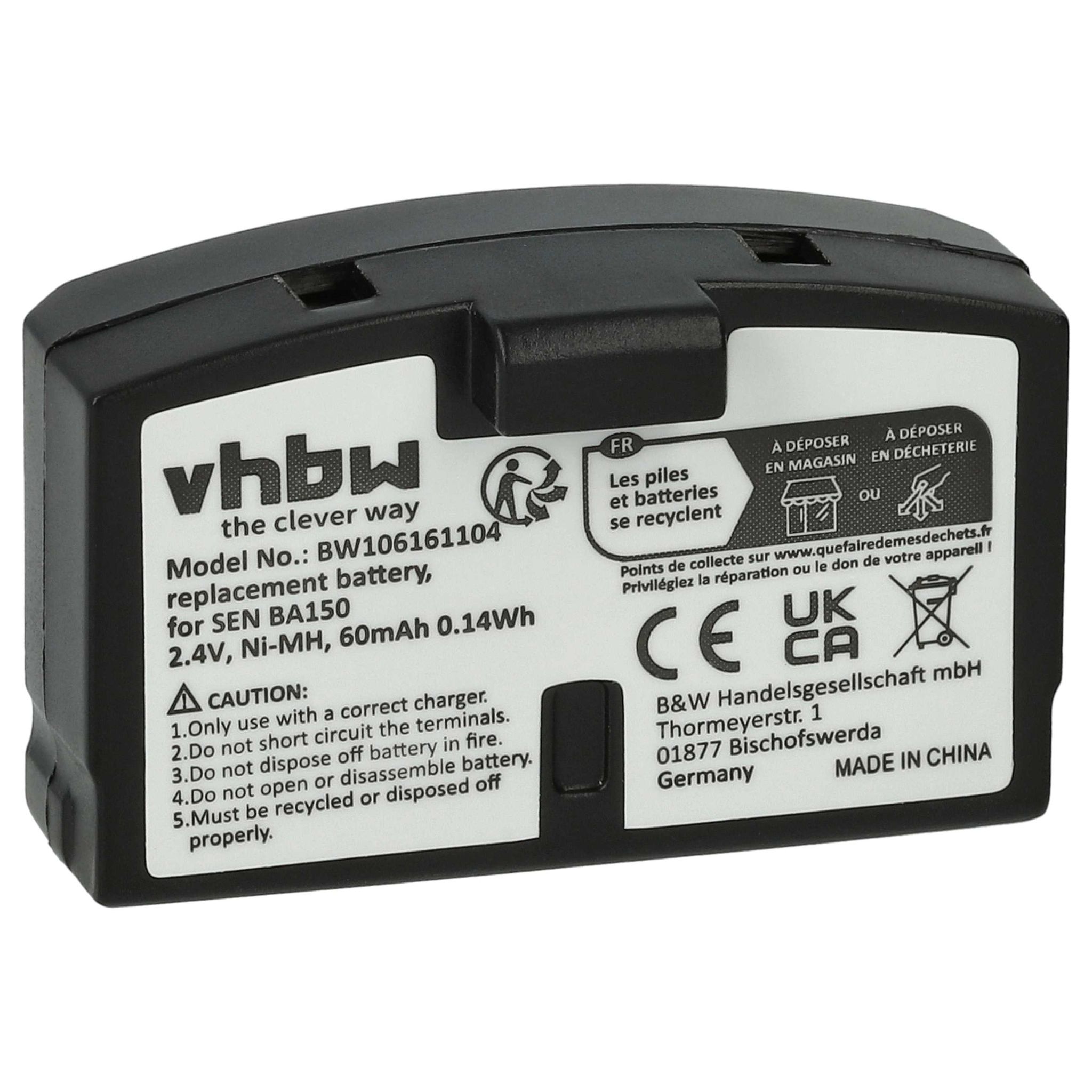 Vhbw 1x Akku Kompatibel Mit Sennheiser Ri 500 Rr 820, Rr 2500, Ri 810, Set 500, Rr 820 S Wireless Headset Kopfhörer (60 Mah, 2,4 V, Nimh)