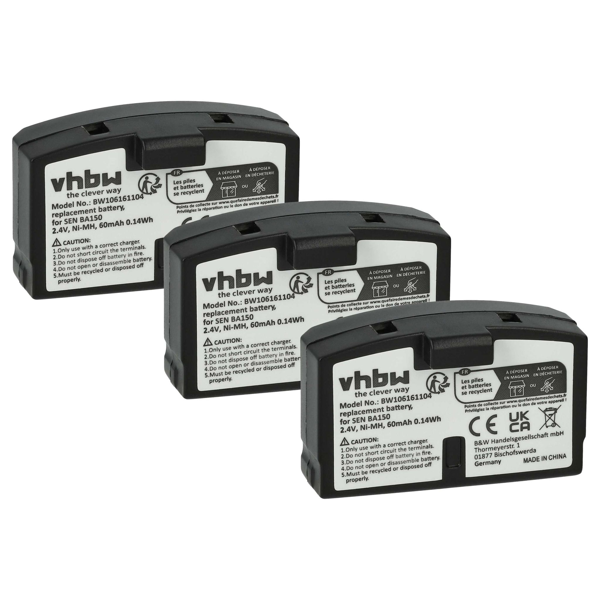 Vhbw 3x Akku Kompatibel Mit Sennheiser Hdr 85 Hdr 80, Hdr 8-9, Hdr 8, Hdr 65 Tv, Hdr 6-9 Wireless Headset Kopfhörer (60 Mah, 2,4 V, Nimh)