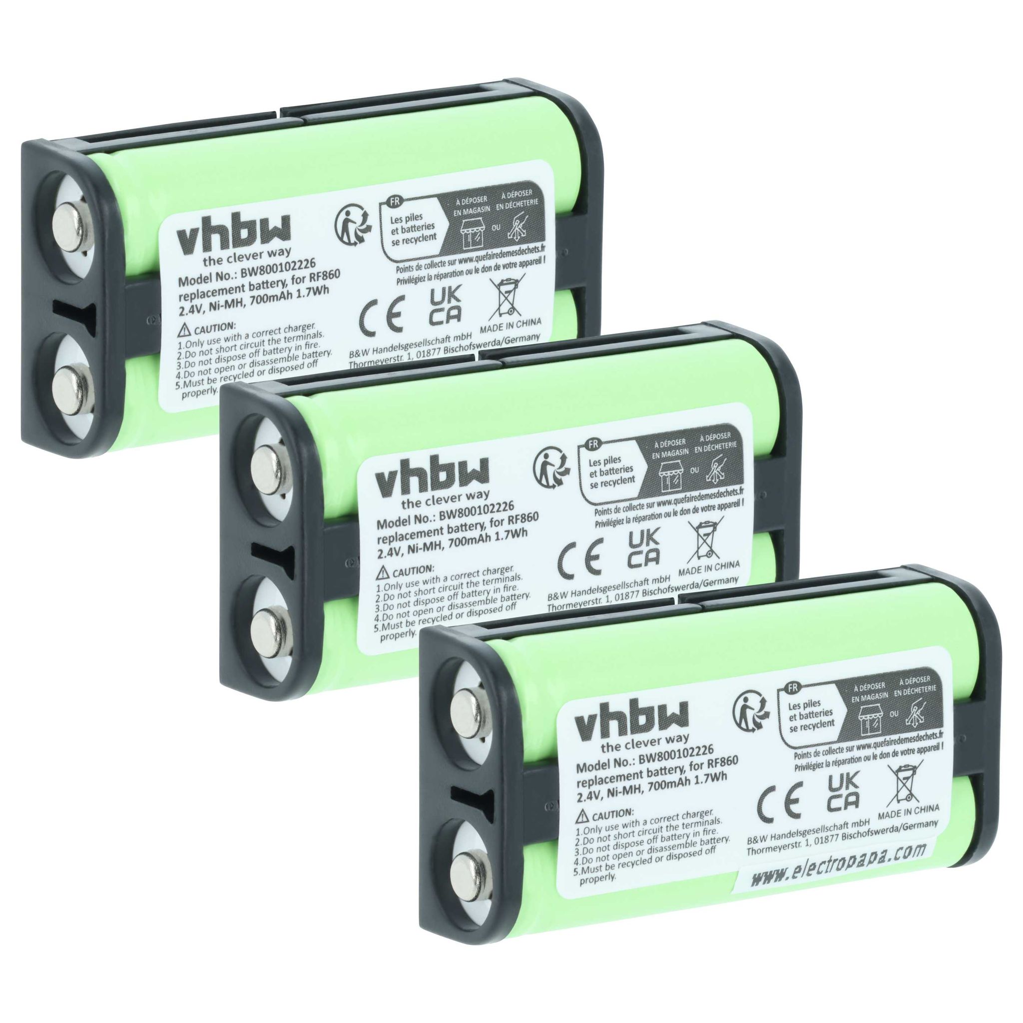 Vhbw 3x Akku Kompatibel Mit Sony Mdr-rf970rk Wireless Headset Kopfhörer (700 Mah, 2,4 V, Nimh)