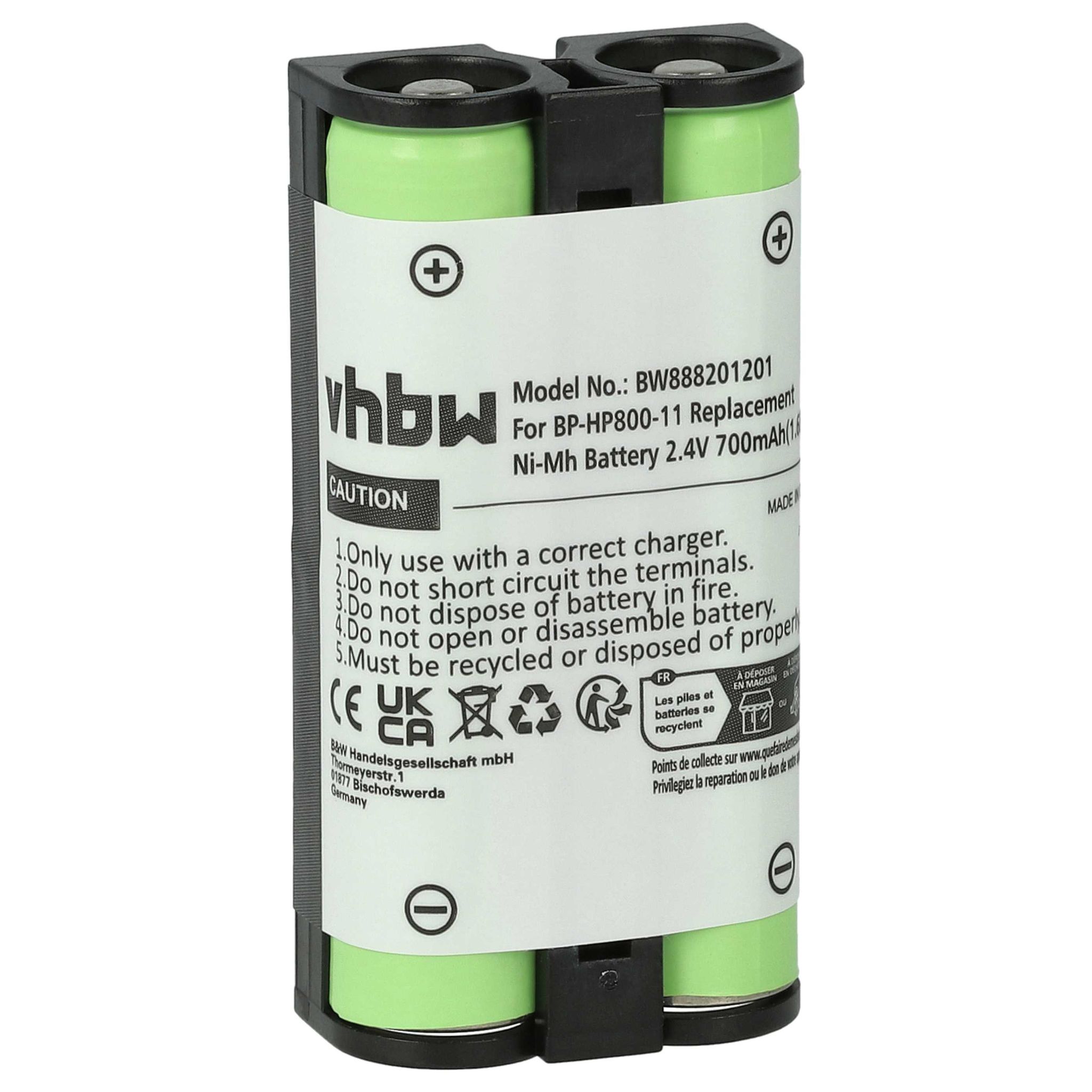 Vhbw Akku Kompatibel Mit Sony Mdr-rf895 Mdr-rf955, Mdr-rf955rk, Mdr-rf4000 Wireless Headset Kopfhörer (700mah, 2,4v, Nimh)