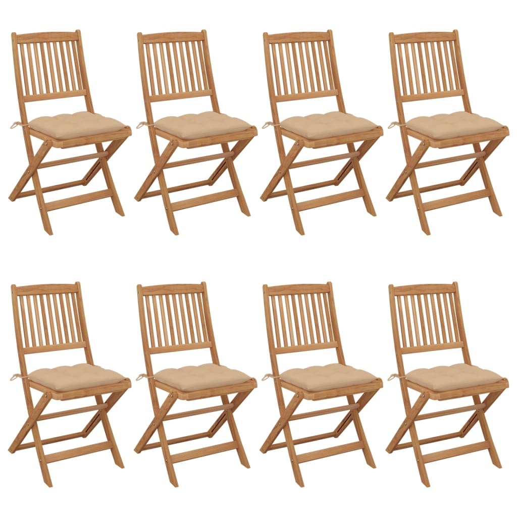 Vidaxl Folding Chairs 8 Pcs With Cushions Solid Acacia Wood (2x313604+2x314870)