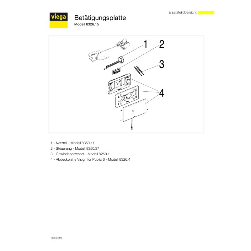 Viega Visign For Public 6 Betätigungsplatte 8326.15, Edelstahl Gebürstet