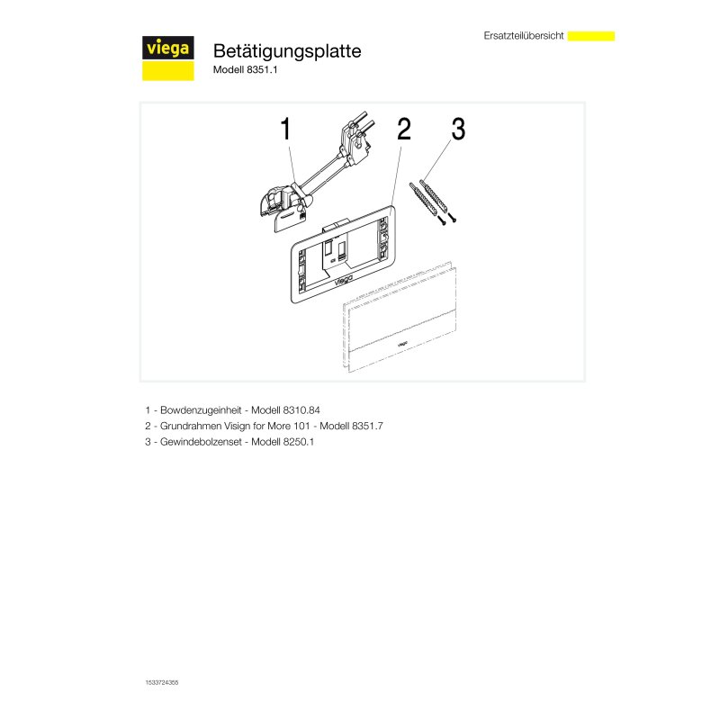 Viega 597382 Wc Betätigungsplatte Visign