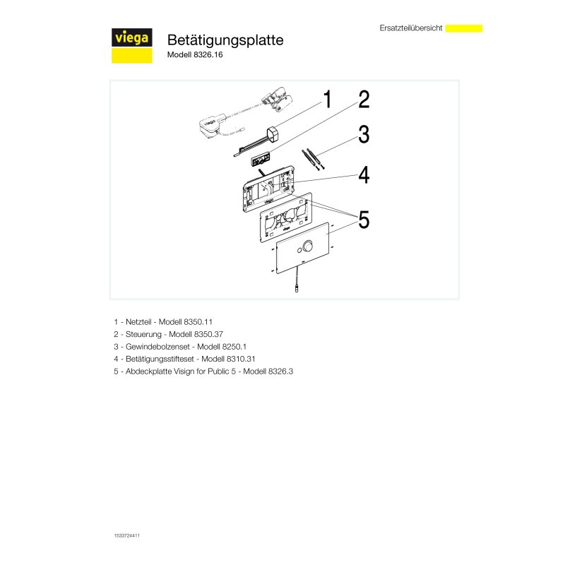 Viega Visign For Public 5 Betätigungsplatte 8326.16, Edelstahl Gebürstet