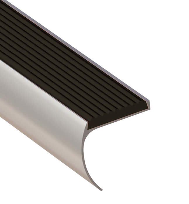 Alu-treppenkantenprofil Mit Antirutschstreifen - Silber - Abgerundet - 44x45x1000mm - 1 Stück