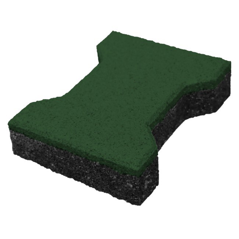 Gummiziegel - 43 Mm - 1 M² - 36 Stück - H-form - Grün - Fallschutz-bodenbelag