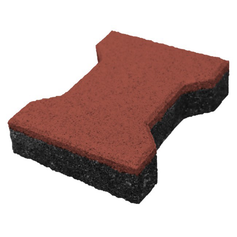 Gummiziegel - 43 Mm - 1 M² - 36 Stück - H-form - Rot - Fallschutz-bodenbelag