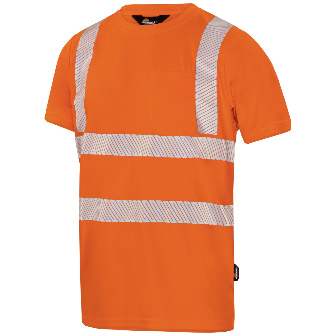 Herren Warnschutz-t-shirt Vwts3no Gr. L Warnorange - Vizwell