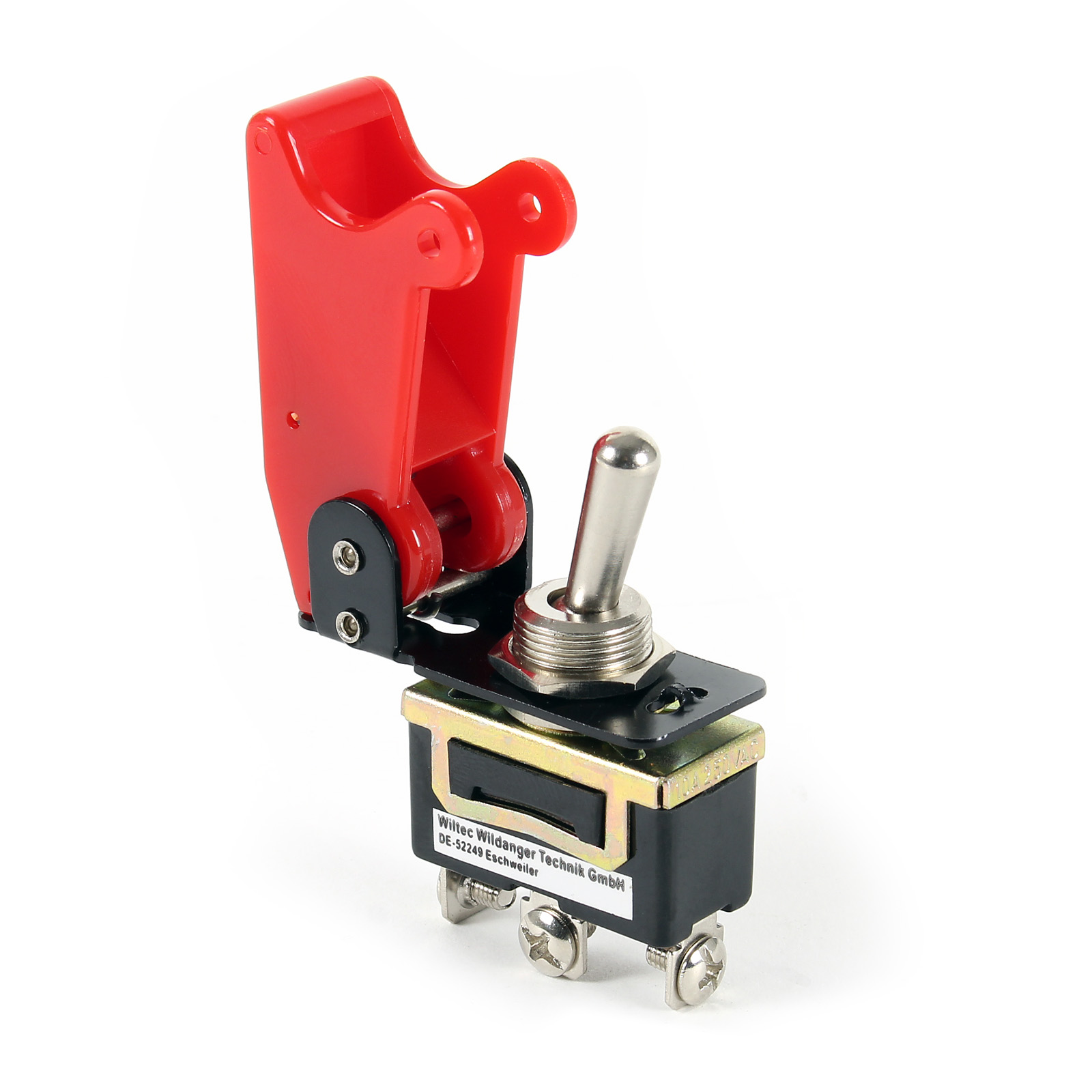 Kill Switch On-off-on Kippschalter Für 125 V 35 A Mit Roter Kappe, Verplombbar, Knock Out Für Tuning - Wiltec