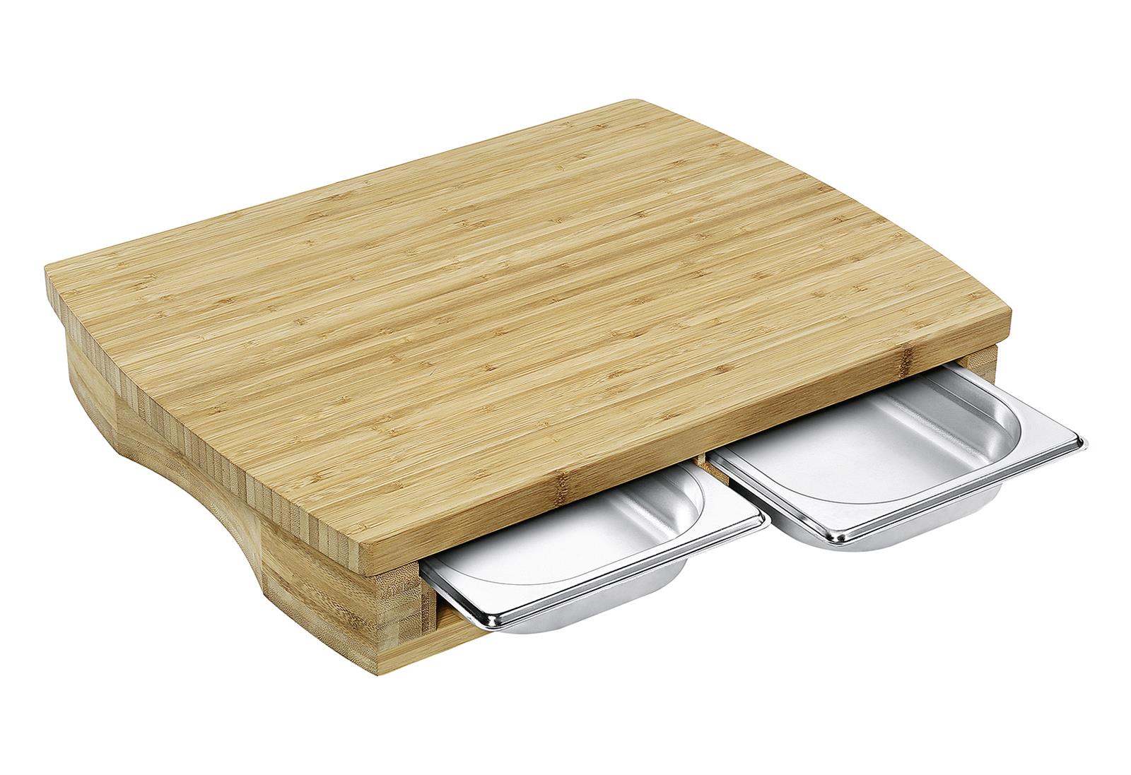 Zassenhaus Schneidebrett Mit 2 Tabletts, Bambus/edelstahl, 46 X 35 X 8 Cm
