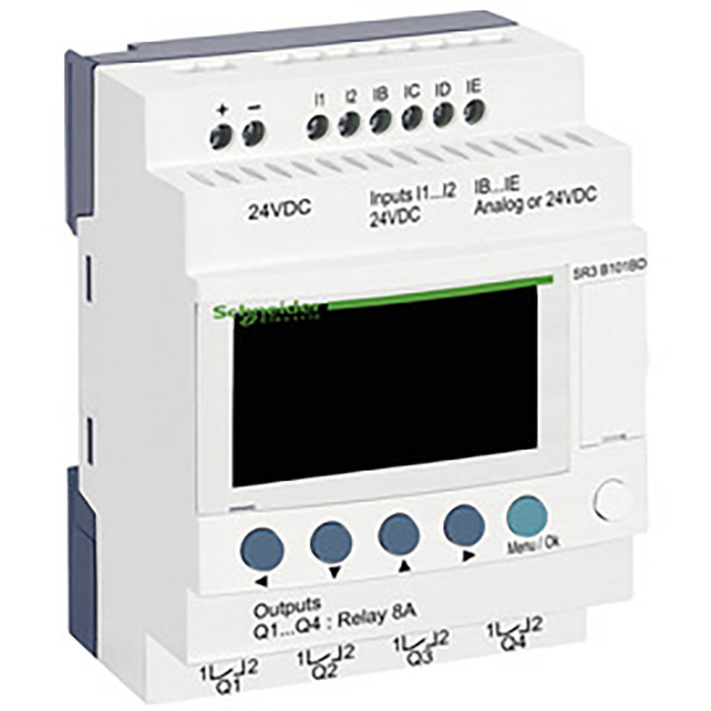 Schneider Sr3b101bd Zelio Logic-steuerung – Intelligentes Relais Mit 10 Erweiterbaren E/a – 24 V Dc – Uhr + Display