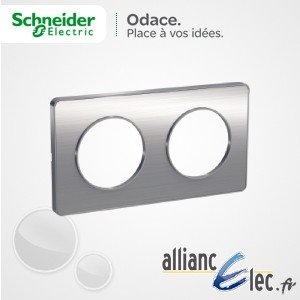 Schalterplatte Schneider Electric Odace Touch 2-fach Aluminium Gebürstet