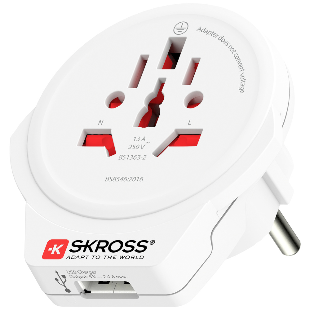 1500266 Reiseadapter World To Europe Usb 1.0 - Skross