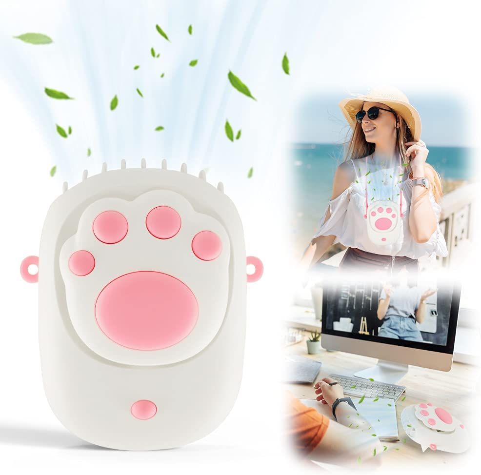 Tragbarer Nackenventilator, Usb-mini-ventilator, Handventilator, Wiederaufladbarer Tischventilator Mit 3 Geschwindigkeiten Für Reisen/sport/camping/büroraum(weiß)