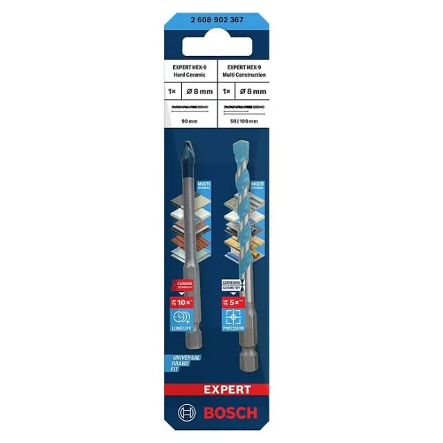 EXPERT HEX-9 HardCeramic + HEX-9 MultiConstruction Bohrer-Satz, Ø 8mm