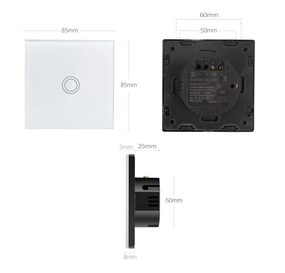 Intelligenter Schalter Maclean Mce715b Touch Led Ip44 1000w Bild 2