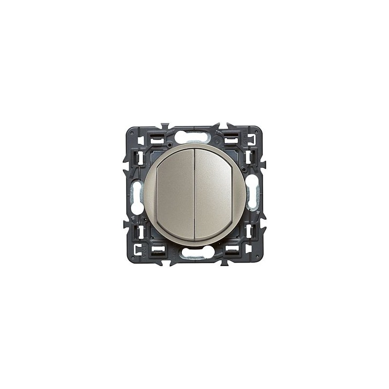 Legrand 099771 Doppel-schalter Oder Wechselschalter Céliane Soft 10 A – Titan Mit Halterung