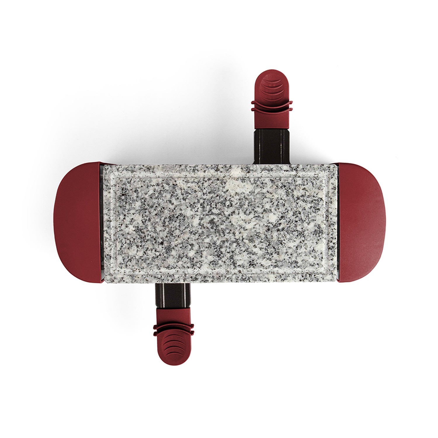 Appareil À Raclette Rouge Foncé 2 Personnes + 2 Caquelons - 350w - Plateau Amovible En Granite