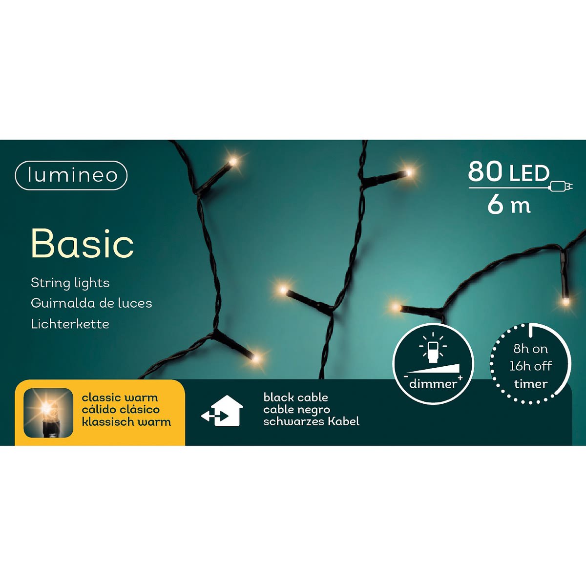 Led Lichterkette Basic 600 Cm 80 Lichter Klassisch Warm - Lumineo