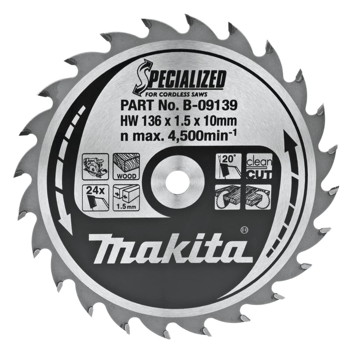 Makita - Sägeblatt Holz, 136x10 Mm, 24 Zähne B-09139