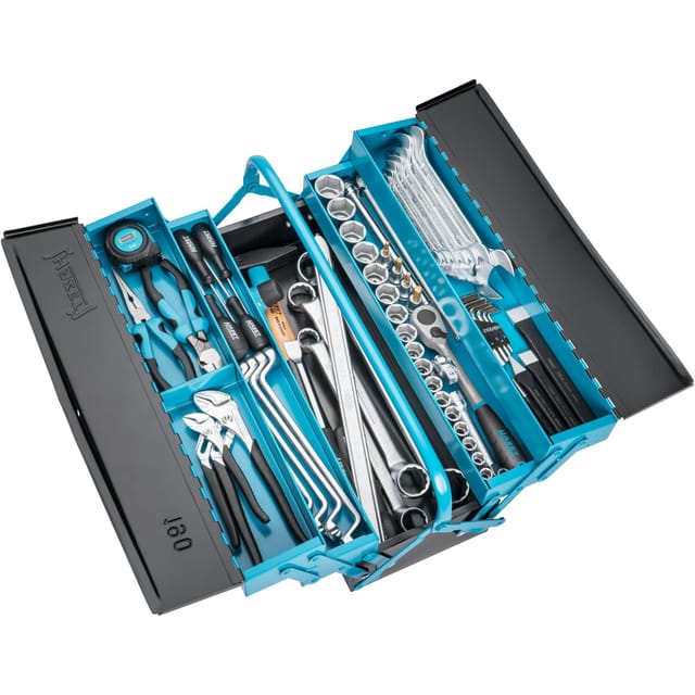 Metall-Werkzeugkasten mit Sortiment 190/80, Werkzeug-Set