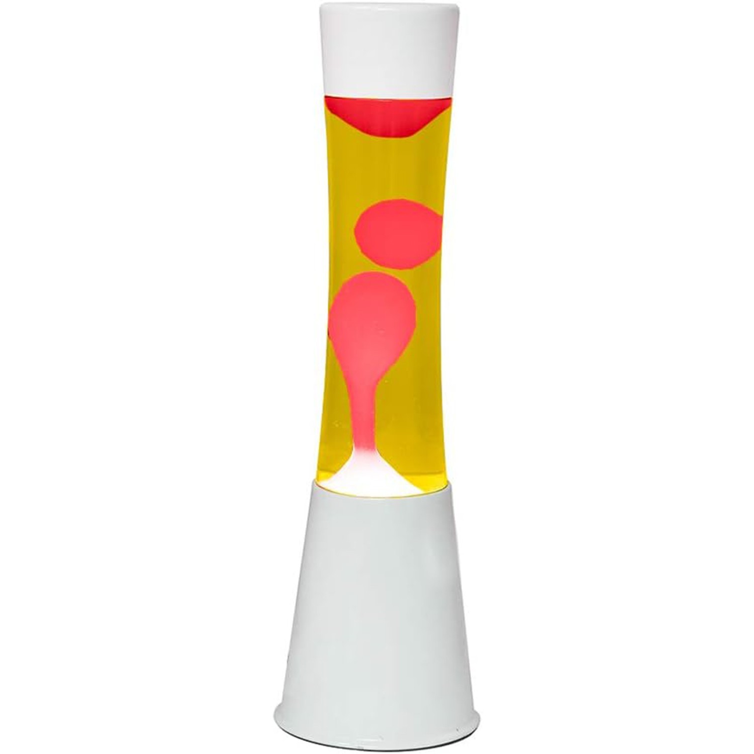 Itotal Xl1757 Lampe À Lave 40 Cm Avec Base Blanche, Liquide Jaune Et Cire Rouge