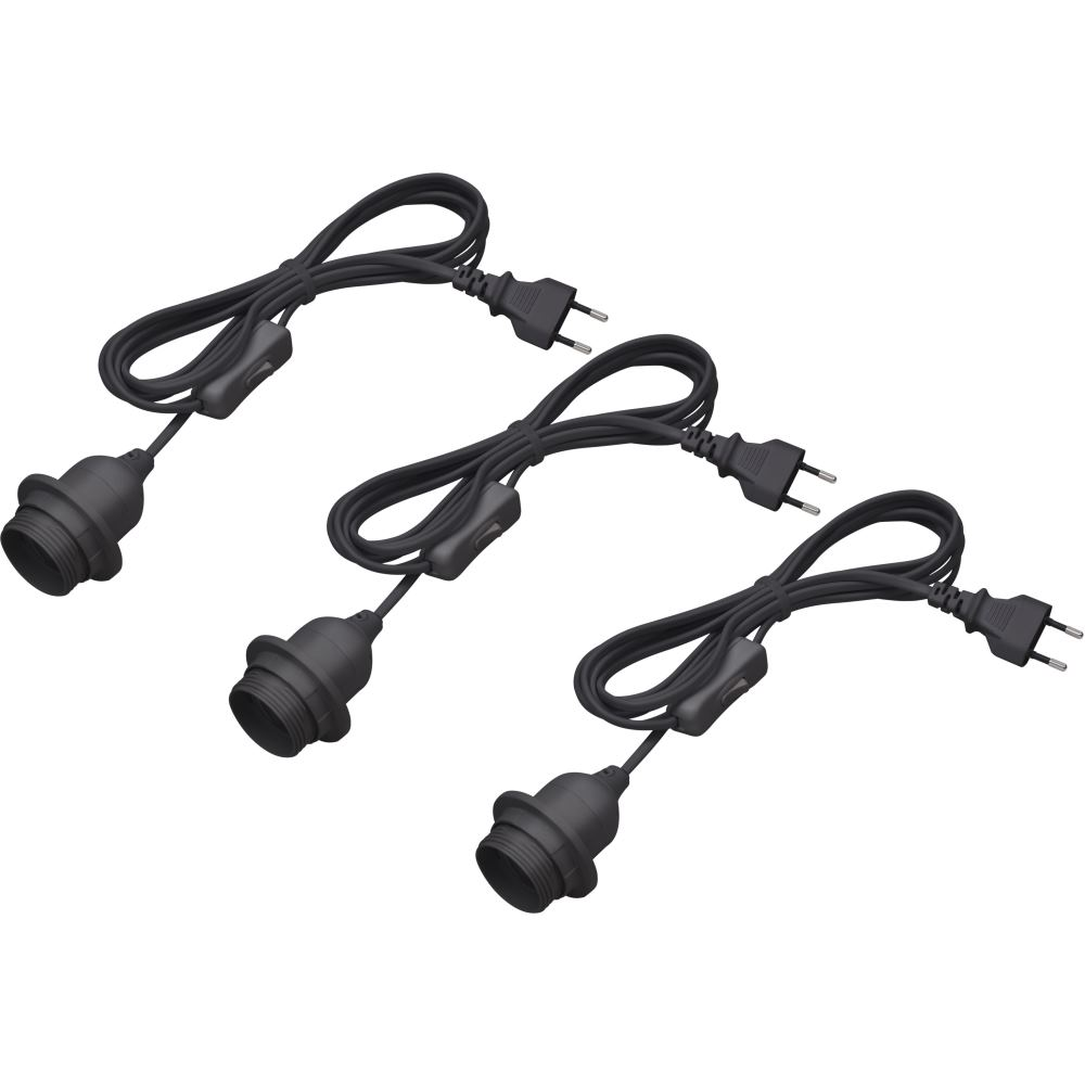 Meister - Lampenfassung E27 - 3,5 Meter - Schwarz - 3 Stück - Mit Ein-/ausschalter - Ideal Für Diy-projekte - Geeignet Für Steh- & Hängelampen / Lampenaufhängung / Kabel Für Diy-leuchte / 7443900