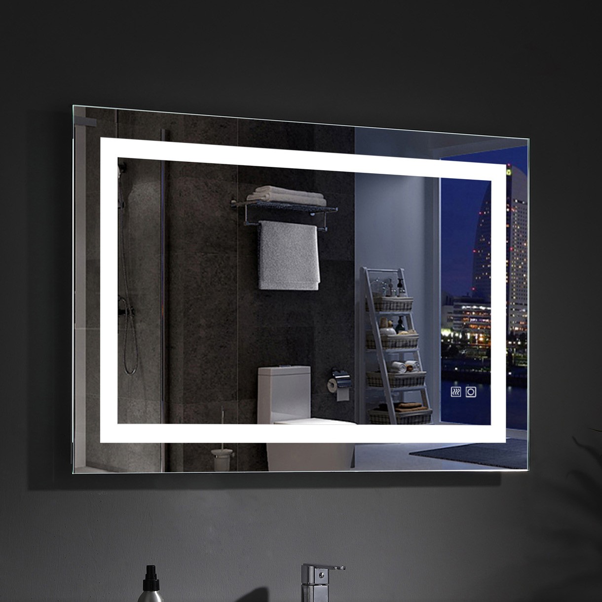 Badspiegel 90 X 60 Cm Mit Beleuchtung Led Rechteckig Badezimmer Wandspiegel Antibeschlage Lichtspiegel Mit Touchschalter Ip44 Kaltweissen Mid