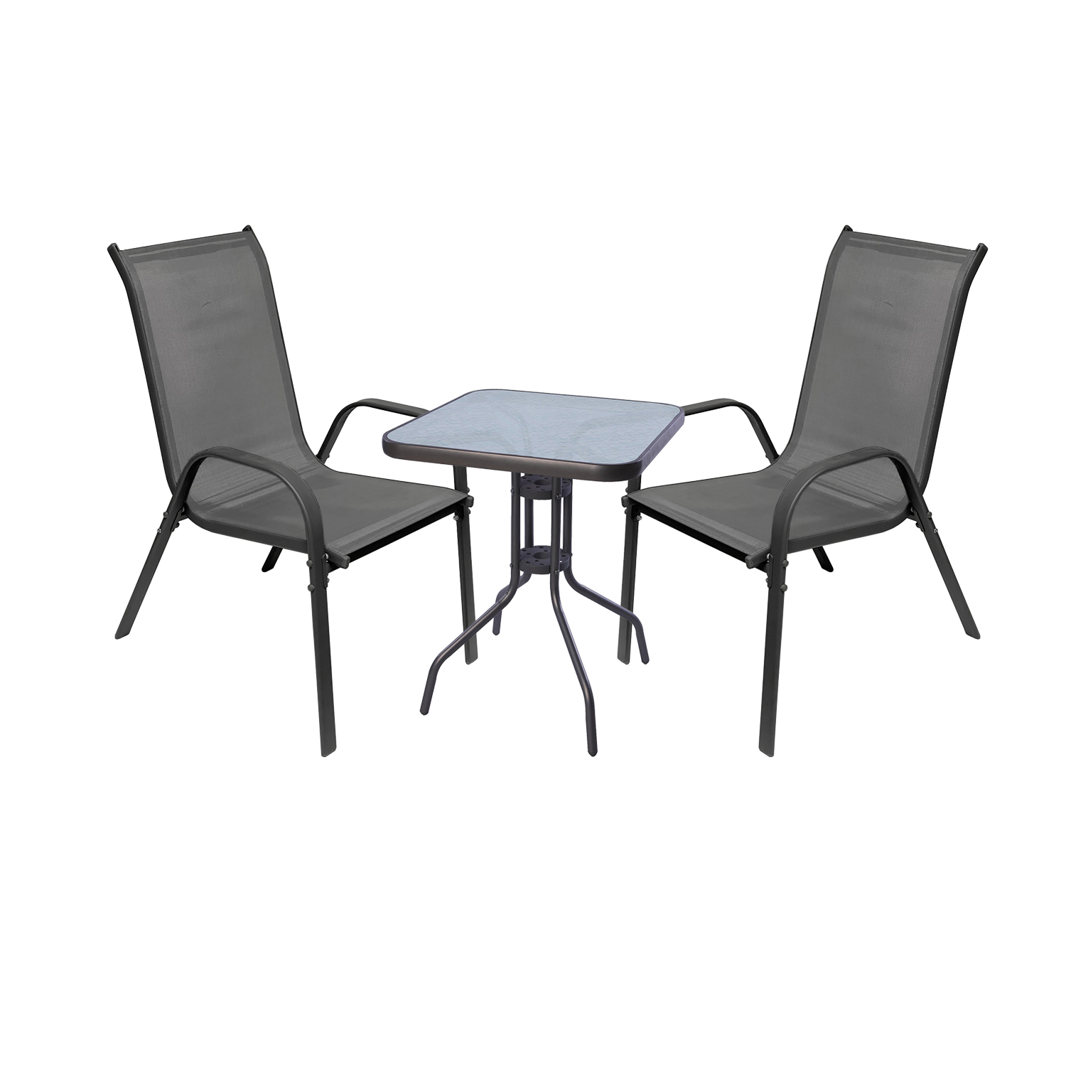 Bistrogarnitur 3-teilig Anthazit Stapelstühle-mmc33081dg+2xmmc330881