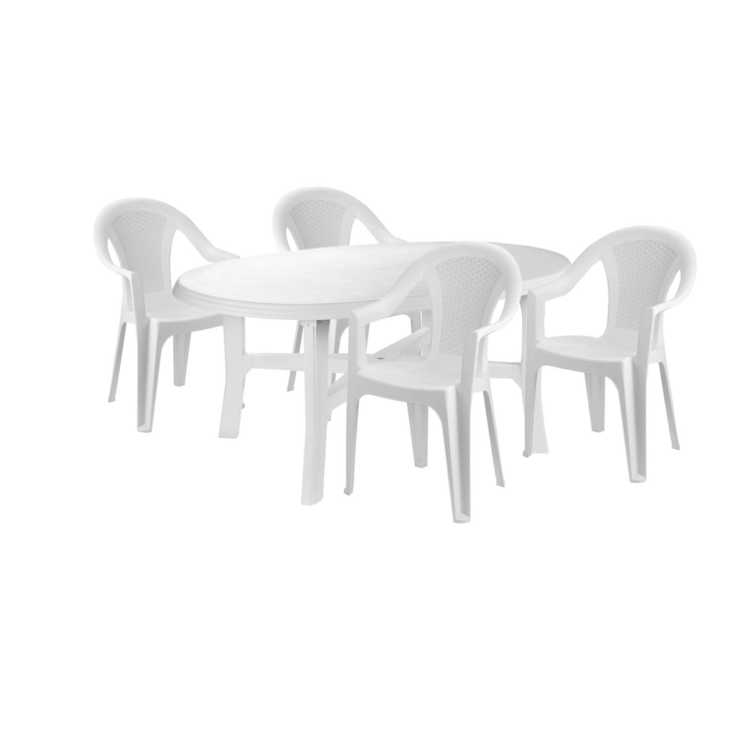 5tlg. Gartengarnitur Danubio Weiß 165x110x72cm +4xmisc128bi-mdan025bi+4xmisc128bi