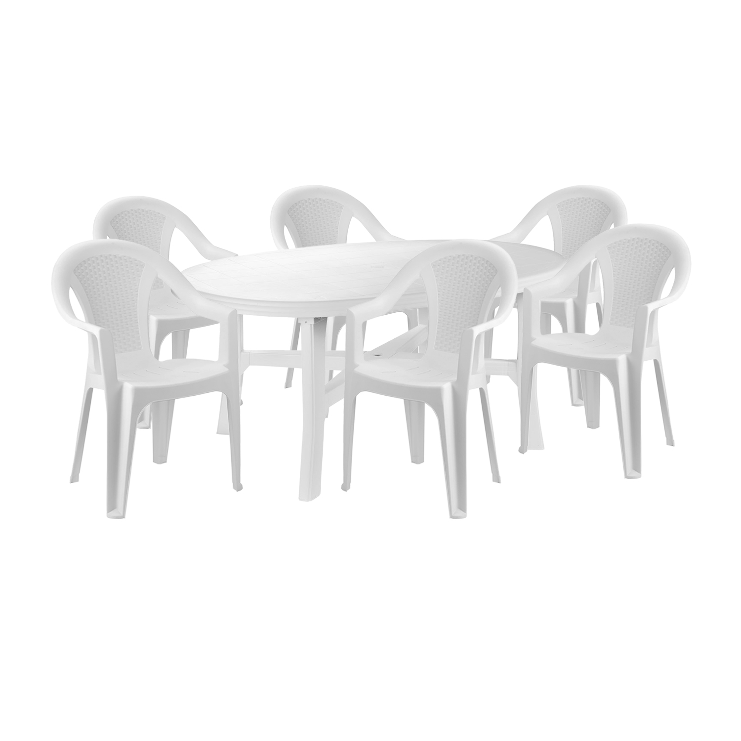 7tlg. Gartengarnitur Danubio Weiß 165x110x72cm +6xmisc128bi-mdan025bi+6xmisc128bi