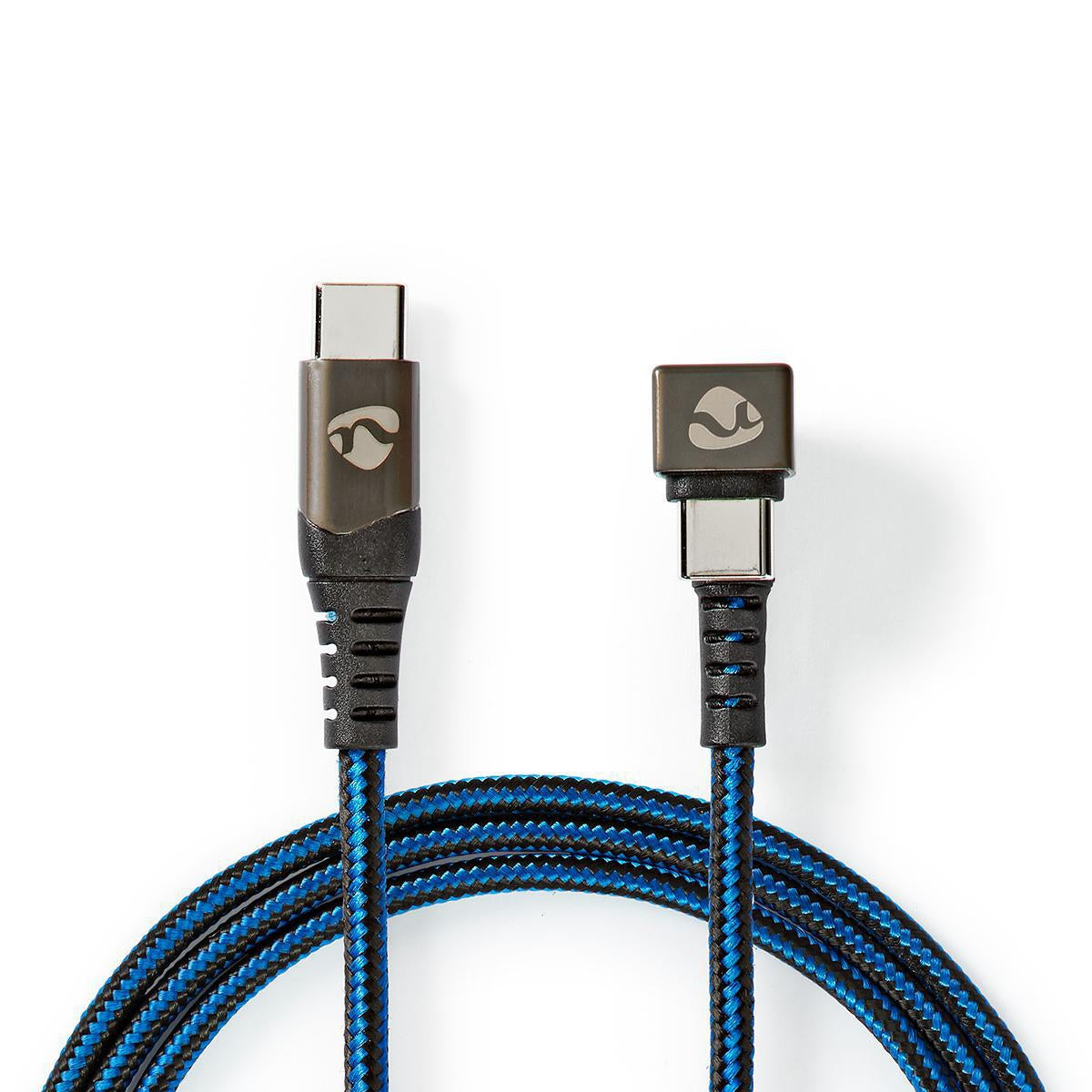 Nedis - Usb Kabel Usb 20 Usb C Stecker Usb C Stecker 480 Mbps Vergoldet 200 M Rund Geflochten Nylon Blau Schwarz Box Mit Abgedecktem Fenster