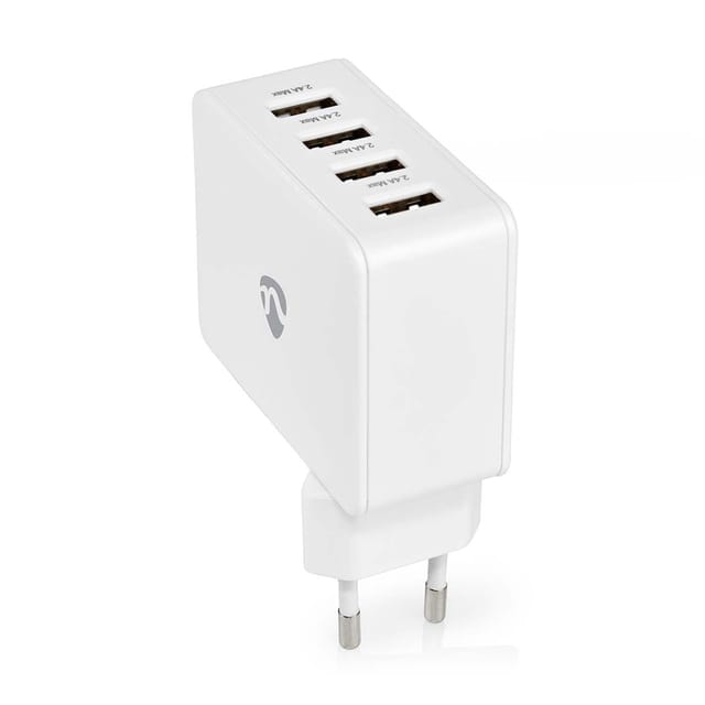Nedis - Wandladegerat 24 W Schnellladefunktion 4x 24 A Anzahl Der Ausgange 4 4x Usb A Ohne Kabel Einzelspannungsausgang