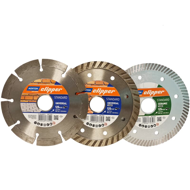 Norton Clipper Diamant Trennscheiben 3er Set Standard, Turbo Und Ceramic 125 Mm