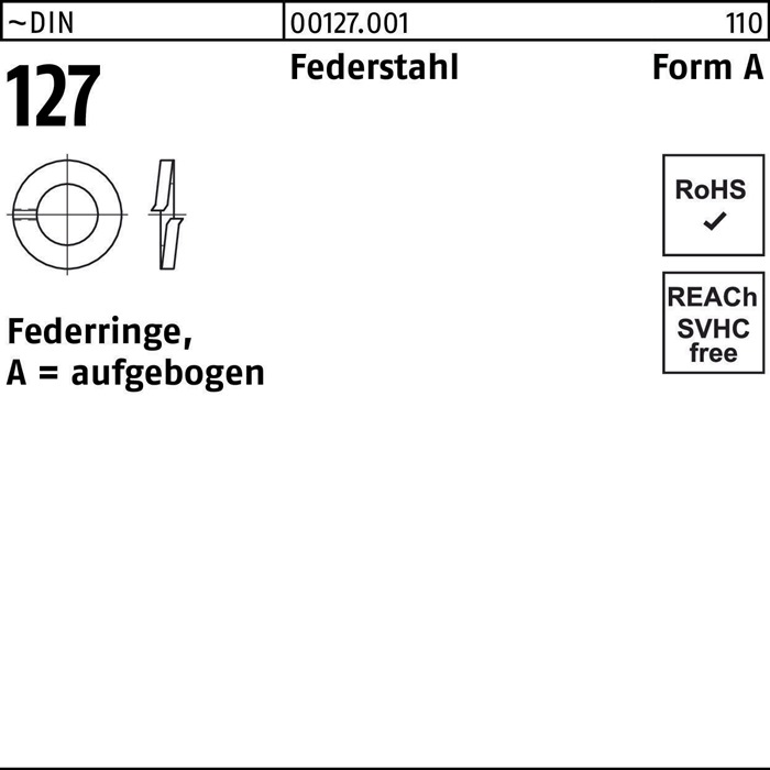 Federring Din 127 A 3federstahl 100 Stück