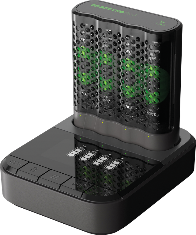 USB Akkuladegerät RECYKO PRO P461, 4 Ladeslots, inkl. Docking Station D461