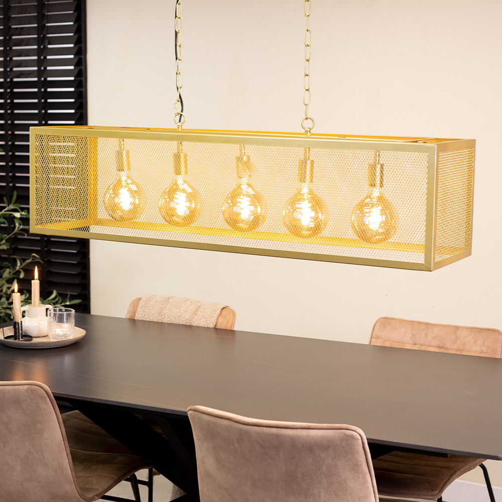 Industrielle Hängelampe Duncan 4-flammig Gold