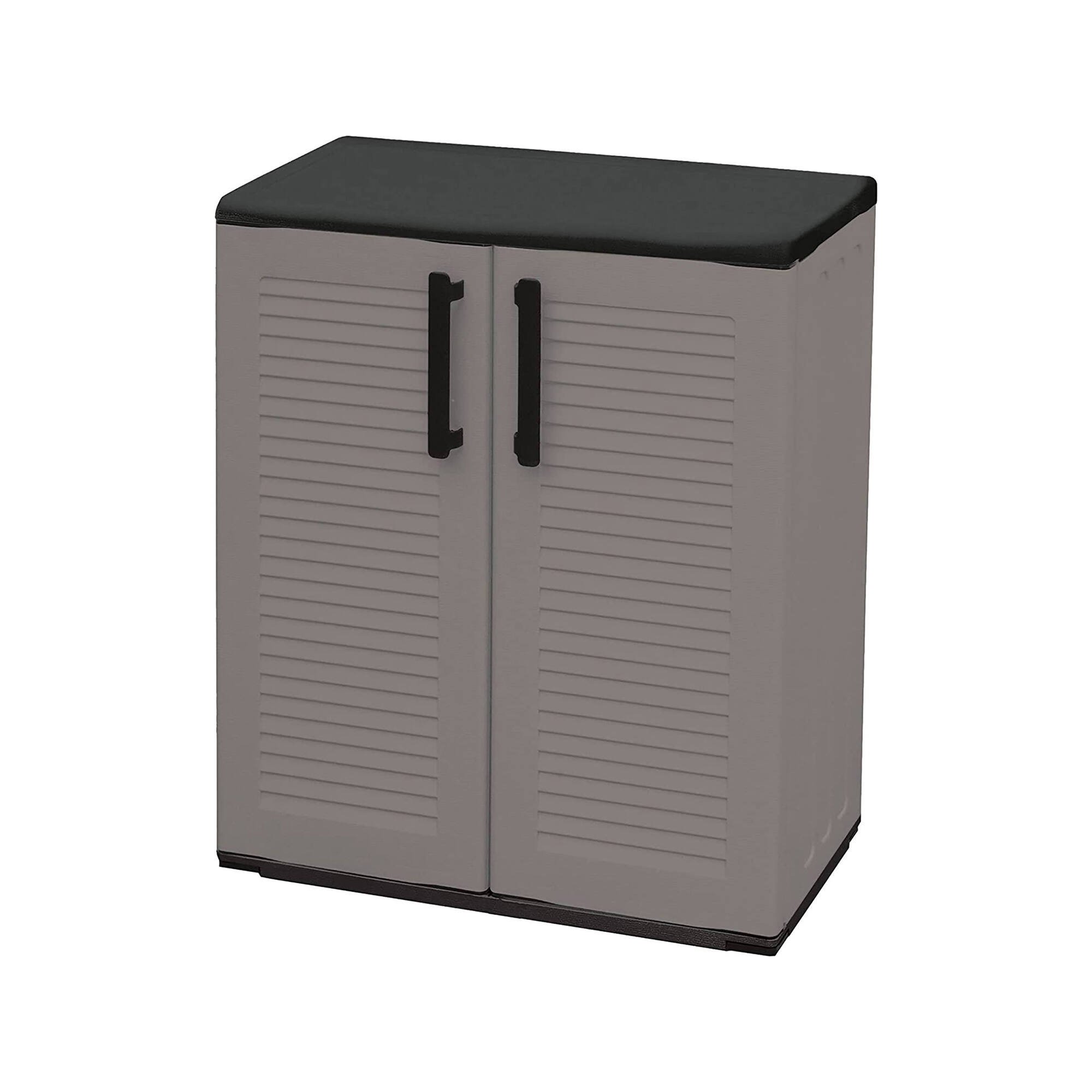 Mehrzweck Oder Interne Mehrzweckkabinett, Niedriger Kleiderschrank Mit 2 Türen Und 3 Polypropylen Regalen, 100% Made In Italy, 68x37h84 Cm, Graue Farbe - Dmora