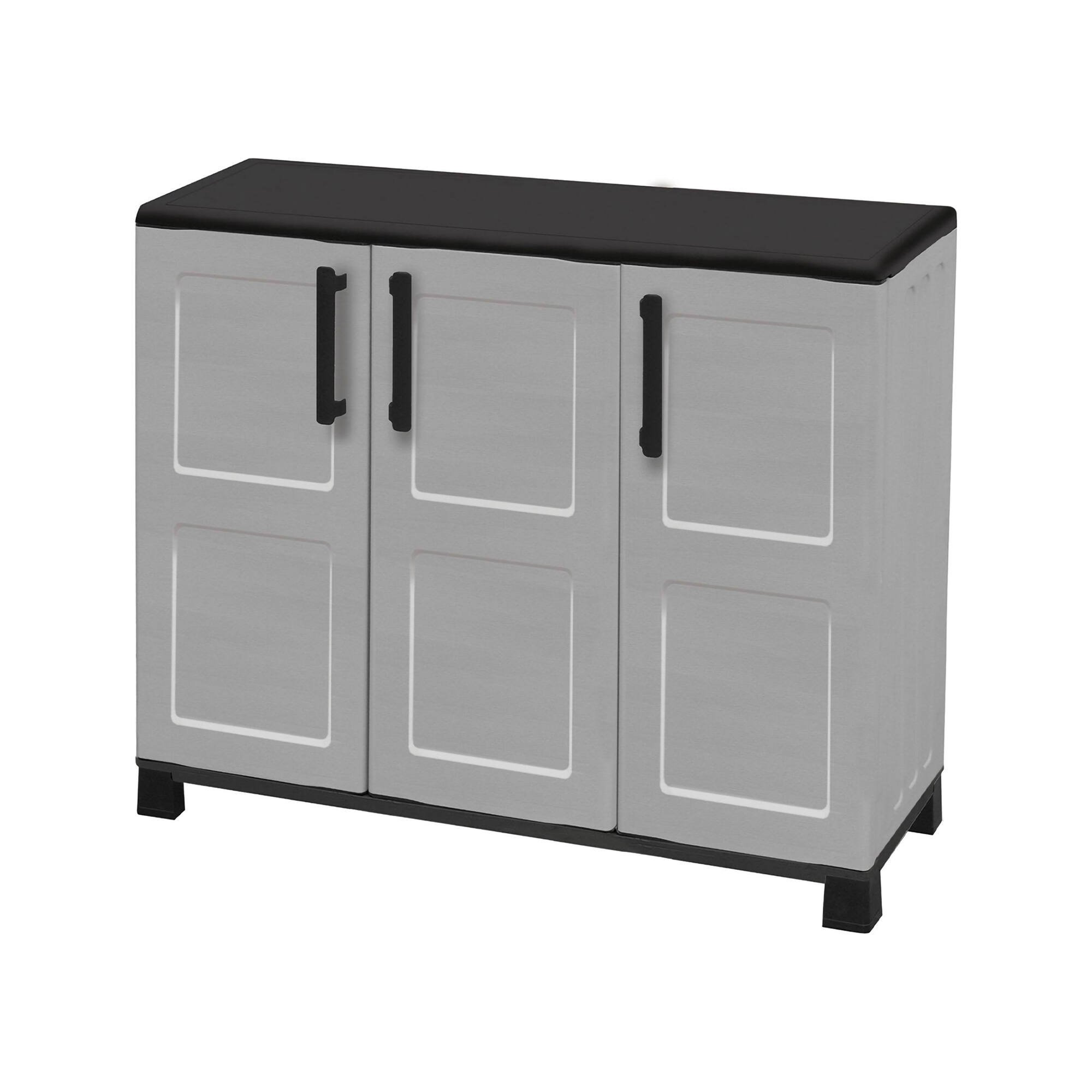 Dmora Mehrzweck Außen Oder Innenwechselschrank, 3 Türen Und 1 Polypropylen Regal, 100% Made In Italy, 102x37h90 Cm, Hellgraue Farbe