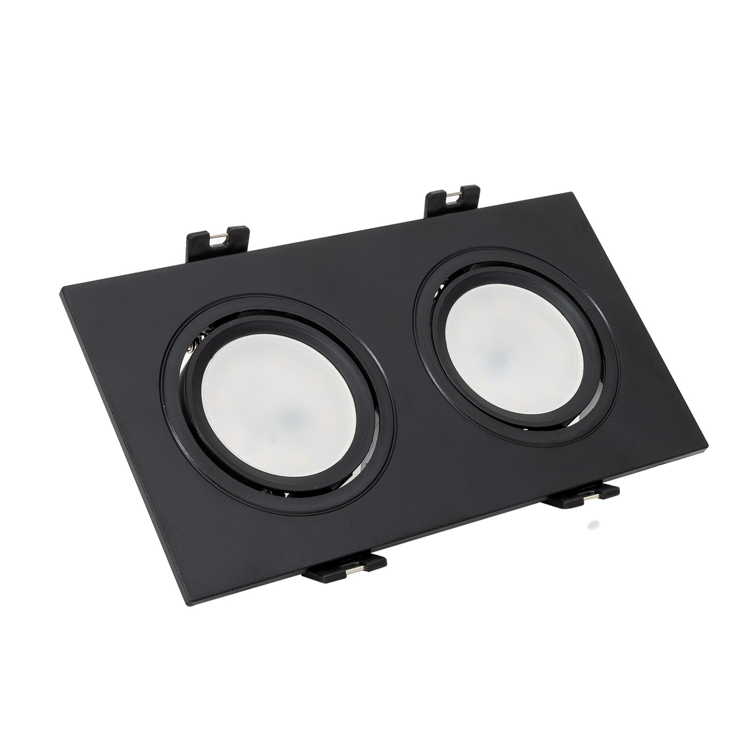 Efectoled - Downlight Einbaustrahler Eckig Schwenkbar Gu10 6w Schnitt 75x150 Mm Pc No Flicker 3000k Schwarz Warmweiß