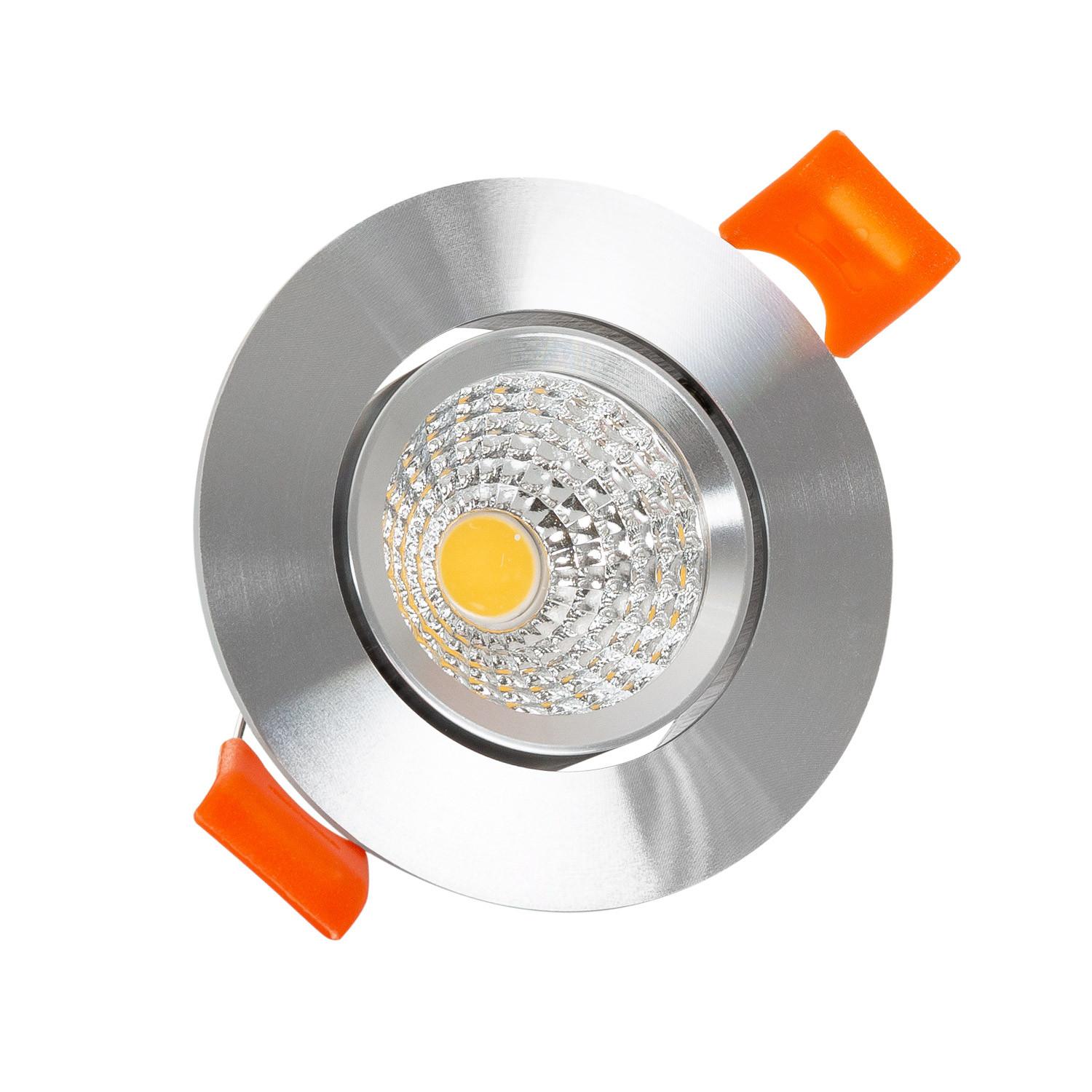 Efectoled - Led Downlight Einbaustrahler 5w Rund Cob Cri90 Ausschnitt Ø 55 Mm Silber No Flicker 4000k Neutralweiß