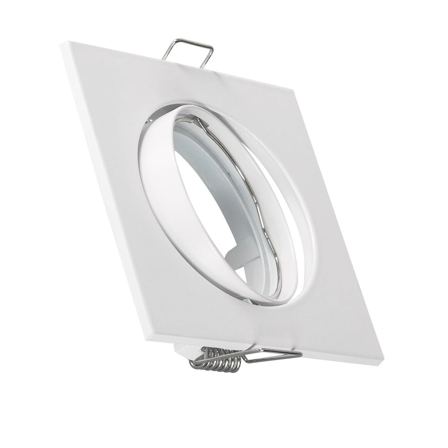 Downlight-ring Eckig Schwenkbar Für Led-glühbirne Gu10 / Gu5.3 Ø 72 Mm Weiß