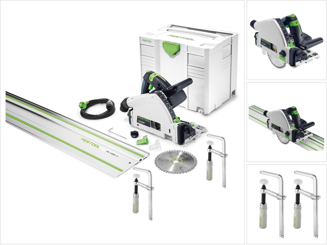 Festool Ts 55 Rebq-plus-fs Tauchsäge 1200w 160 Mm + 2x Zwinge + 1x Fs 1400/2 + Systainer